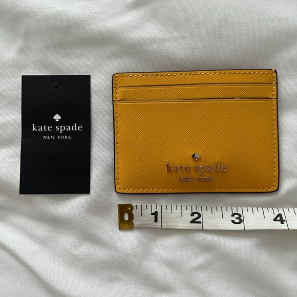 Kate Spade Madison Saffiano Leather Slim Cardholder in Yellow Daffodil New - Picture 5 of 6